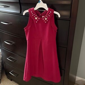 Maddie Red Pleated Embellished Kids Dress size 8